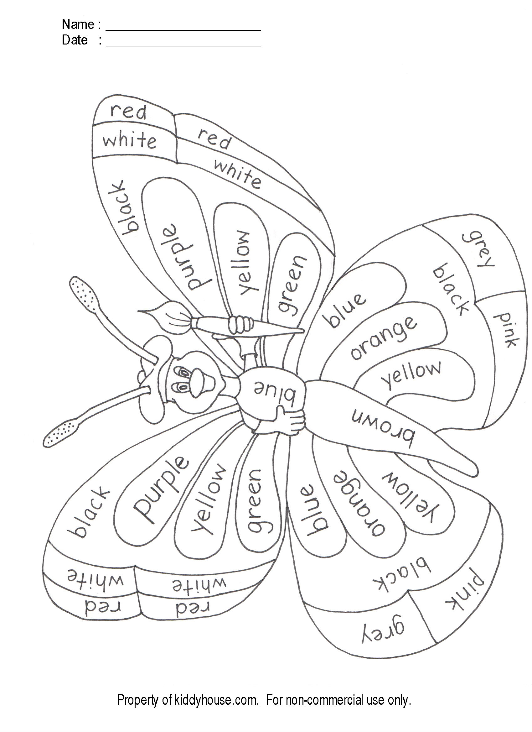 Color The Butterfly | Free Printable Worksheet | All About Butterflies